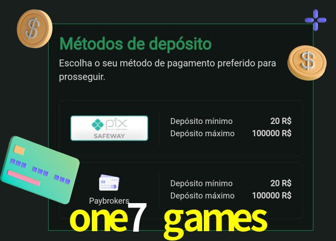 O cassino one7 games oferece uma grande variedade de métodos de pagamento